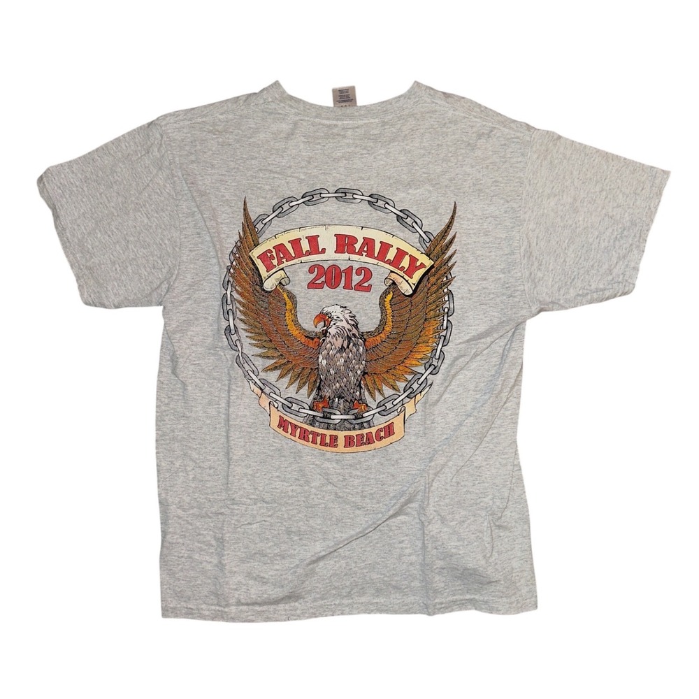 Jerzees Mens Fall Rally 2012 Myrtle Beach Eagle Graphic T-Shirt Gray Large